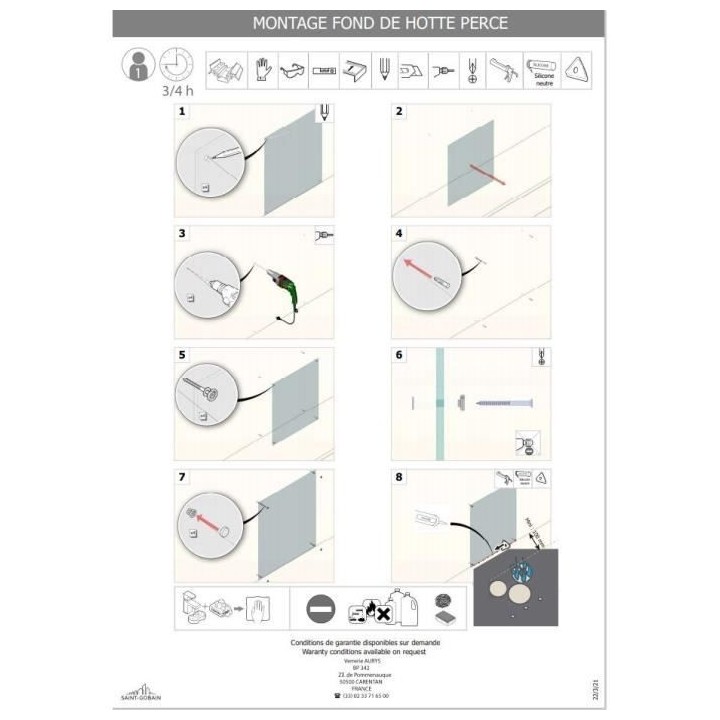 Saint-Gobain Fond de hotte en verre MOSAIQUE obtenu par Impression dig