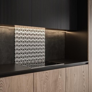 Saint-Gobain Fond de hotte en verre PAPYRUS obtenu par Impression digi