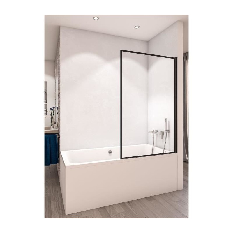 AURYS Pare-baignoire version gauche - Modele Gascogne - Atelier N°5 Verre trempé 8 mm by Saint-Gobain - L 75 cm x H 140 cm