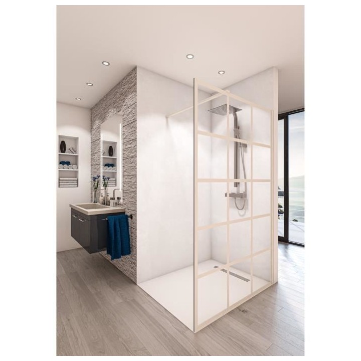 AURYS Paroi de douche en kit BALEARES ATELIER 3 Blanc - Verre Timeless