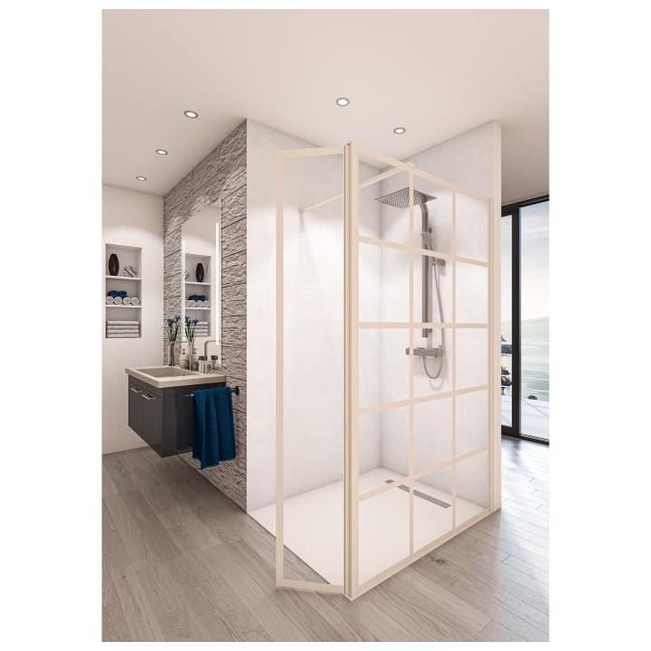 AURYS Paroi de douche en kit BALEARES ATELIER 3 Blanc - Verre Timeless