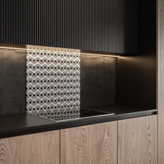 Saint-Gobain Fond de hotte en verre PAPYRUS obtenu par Impression digi