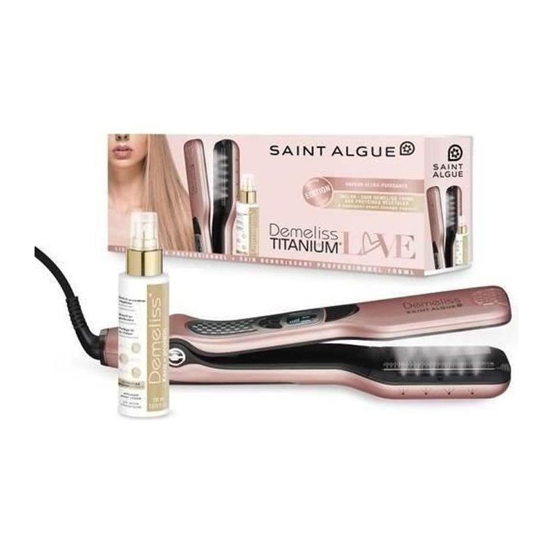 SAINT ALGUE Coffret Lisseur vapeur Demeliss TITANIUM Love Edition Couleur GOLD ROSE + Soin nourrissant 100ml Kera-PROTEIN