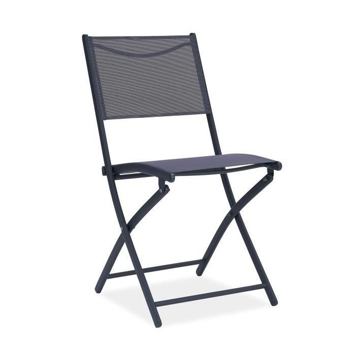 Ensemble Repas Jardin -1 table ronde + 2 chaises pliantes - Acier - Gr