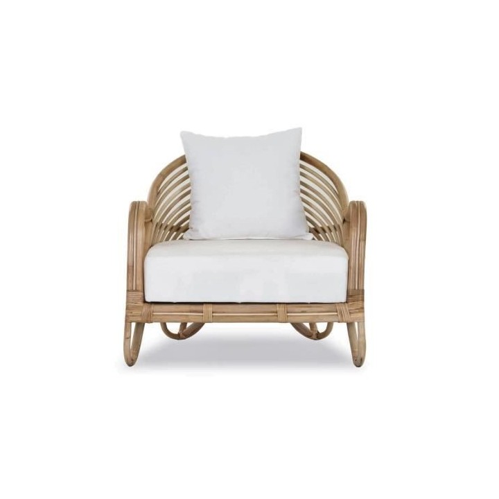 Salon de jardin en rotin naturel avec coussins - 4 personnes - Amata -