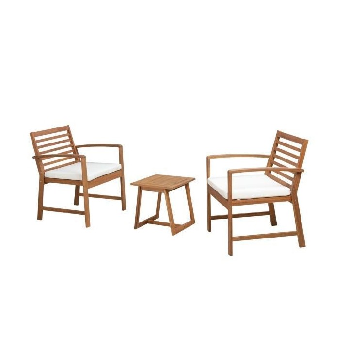 Salon de jardin en bois d'Acacia FSC avec coussins - 2 personnes - Cal