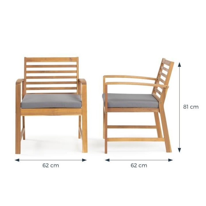 Salon de jardin en bois d'Acacia FSC avec coussins - 4 personnes - Cal