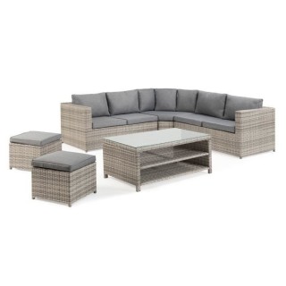 Salon de jardin d'angle en résine tressée - 6/7 personnes - Ferata