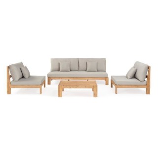 Salon de jardin en bois d'Acacia FSC avec coussins - 4 personnes - Fer