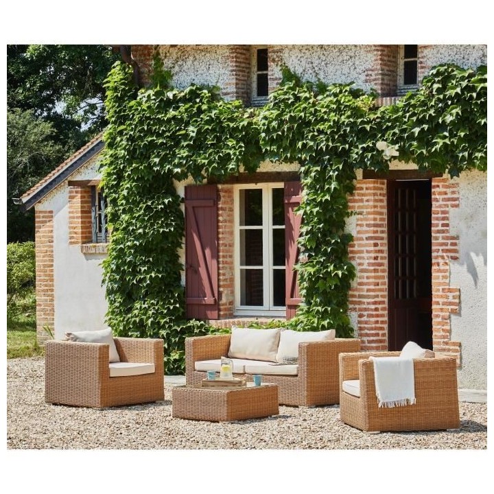 Salon de jardin en résine tressée - 4 personnes - Idra - Couleur osi