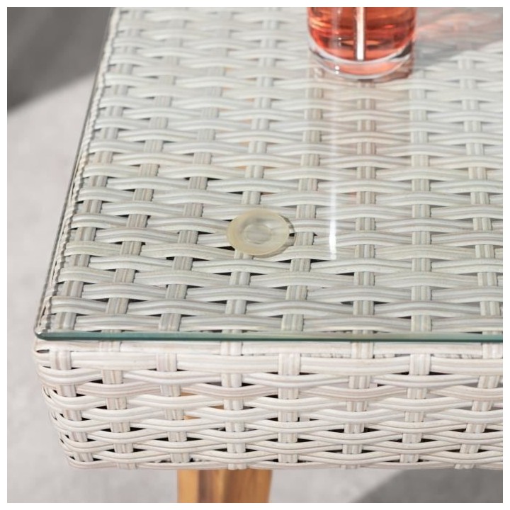 Salon de jardin en résine tressée et pieds en bois d'Acacia FSC avec