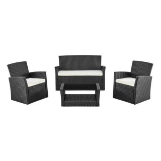 Salon de jardin en résine tressée avec coussins - 4 personnes - port