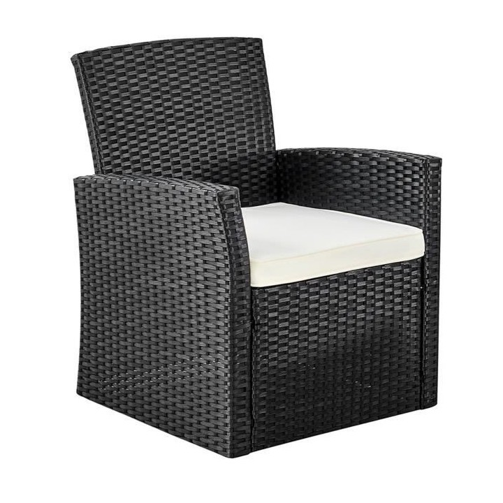 Salon de jardin en résine tressée avec coussins - 4 personnes - port