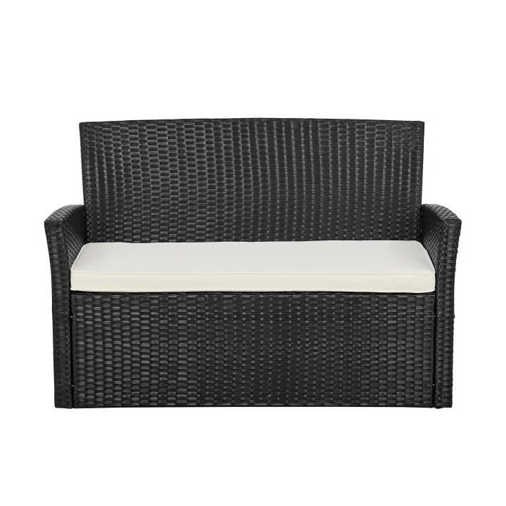 Salon de jardin en résine tressée avec coussins - 4 personnes - port