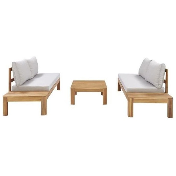 Salon de jardin en bois d'acacia FSC 4 personnes avec coussins - SANA