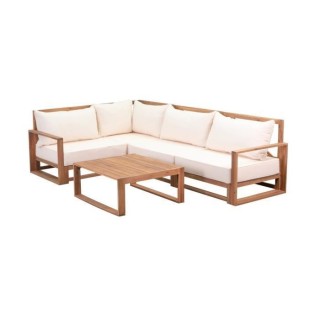 Salon de jardin en bois d'Acacia FSC avec coussins - 5 personnes - San