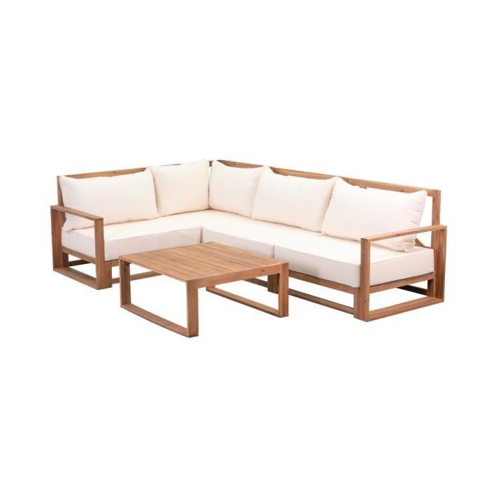 Salon de jardin en bois d'Acacia FSC avec coussins - 5 personnes - San