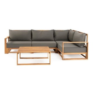 Salon de jardin en bois d'Acacia FSC avec coussins - 5 persones - Sant