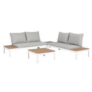 Salon de jardin modulable, en aluminium couleur blanc et poly bois - 4