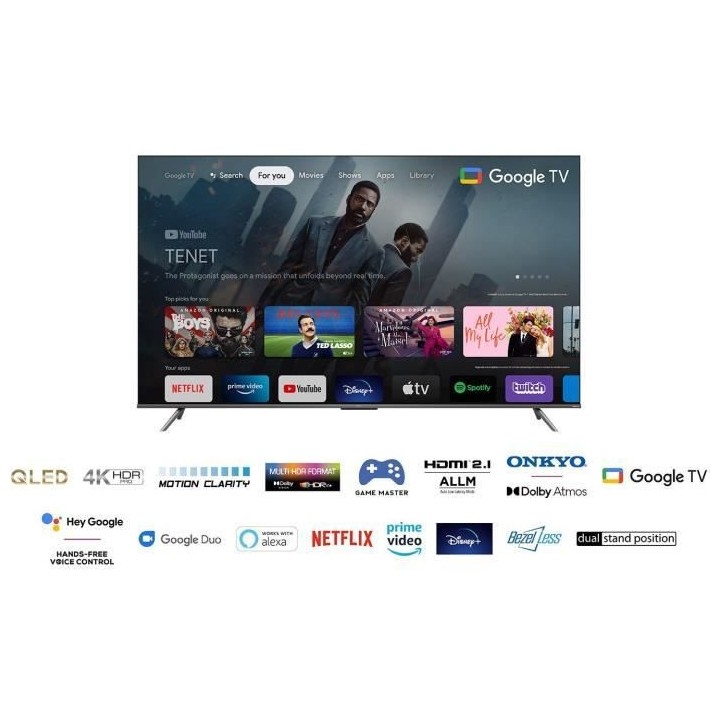 TCL TV 75QLED760 - QLED UHD 4K - 75 (190.5 cm) - Dolby Atmos - GOOGLE
