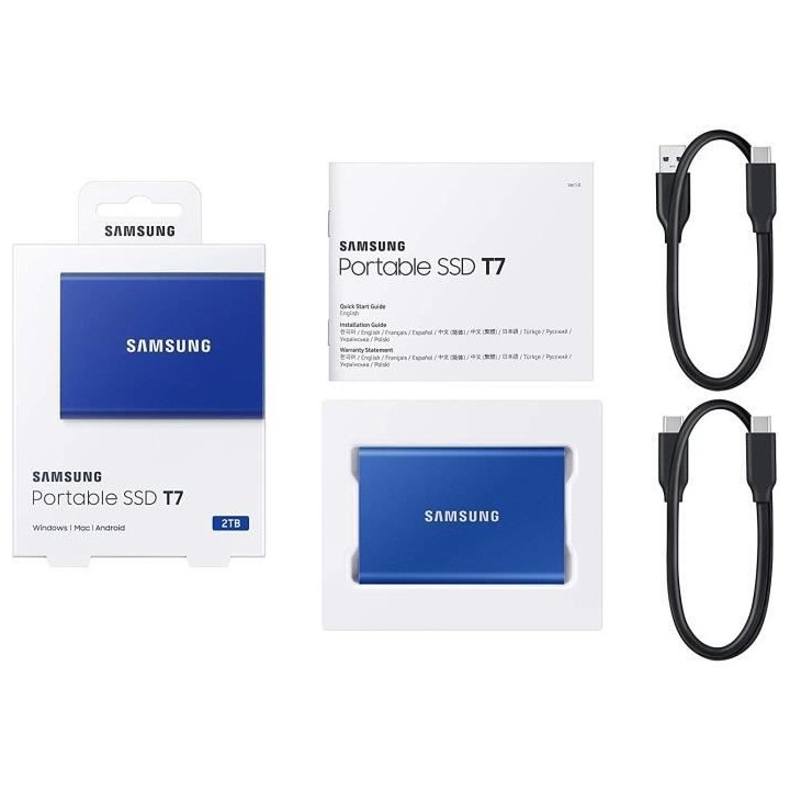 SAMSUNG - SSD externe - T7 Bleu - 2To - USB Type C (MU-PC2T0H/WW)