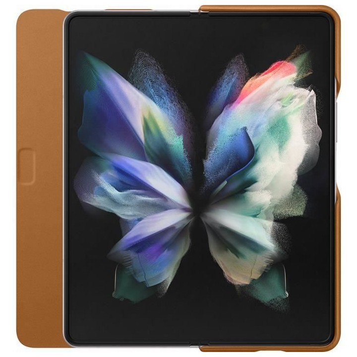 SAMSUNG Z Fold3 - Etui en cuir avec rabat - Marron clair