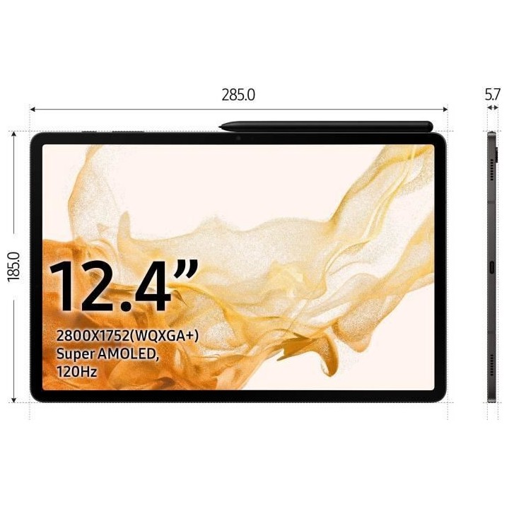 Tablette Tactile - SAMSUNG - Galaxy Tab S8+ - 12.4 - RAM 8Go - 256 Go