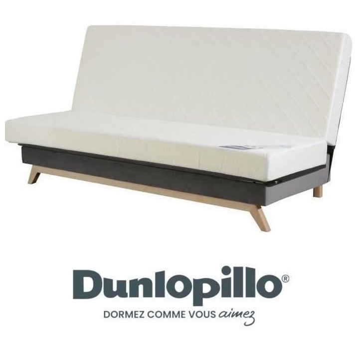 DUNLOPILLO Banquette Clic clac 120x190 - Tissu bleu pétrolSAMANTHA