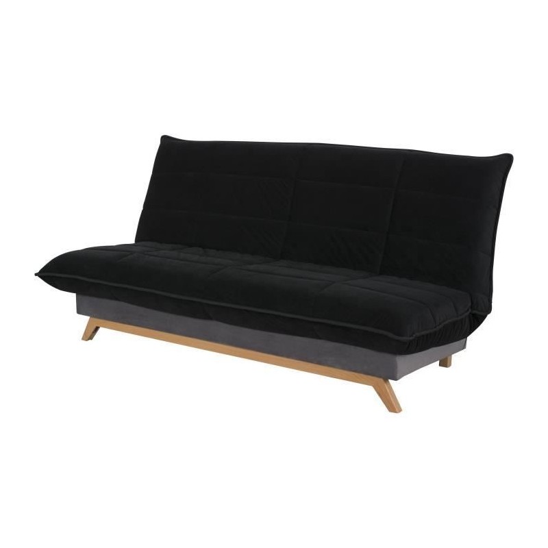 SIMMONS Banquette Clic clac 120x190 - Tissu Noir - Made in France - SAMANTHA