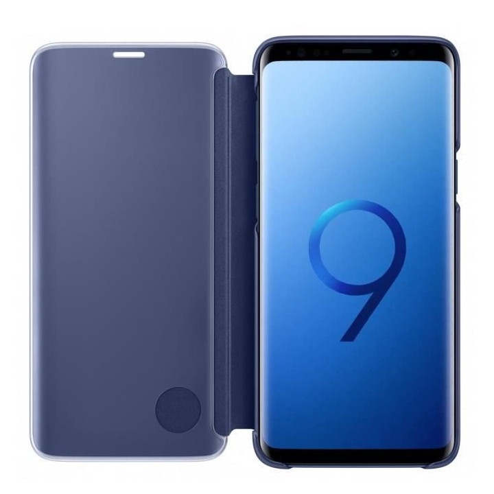 Coque Samsung Clear View Cover Stand S9 - Bleu