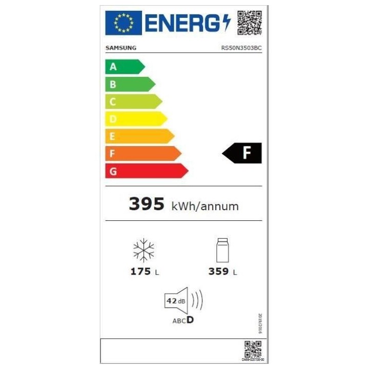 SAMSUNG RS50N3503BC-Réfrigérateur américain-501 L (357 + 144 L)-Fro