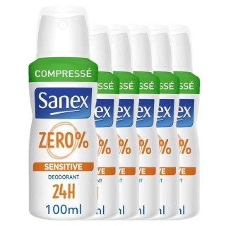 Lot de x 6 SANEX Déodorant sans sels d'aluminium Zéro 0% Peaux sensi