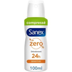 Lot de x 6 SANEX Déodorant sans sels d'aluminium Zéro 0% Peaux sensibles spray compressé - 100 ml