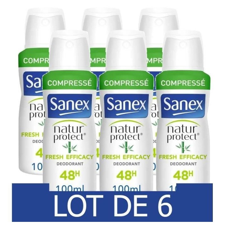Lot de 6 SANEX Déodorant naturel Natur Protect Fresh efficacité 48h