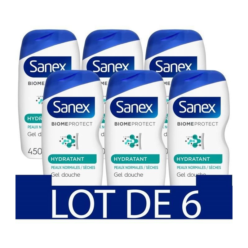 [Lot de 6] SANEX Gels douches Hydratant - 450 ml