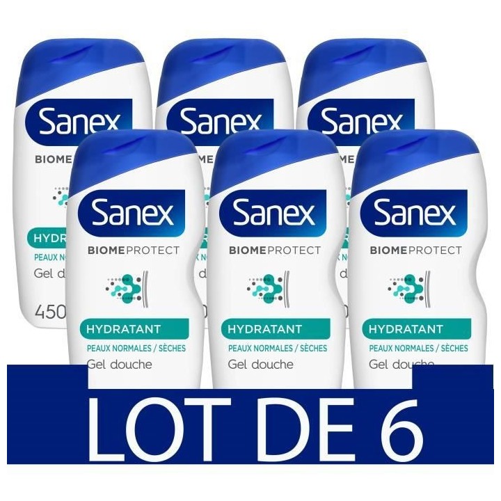 [Lot de 6] SANEX Gels douches Hydratant - 450 ml