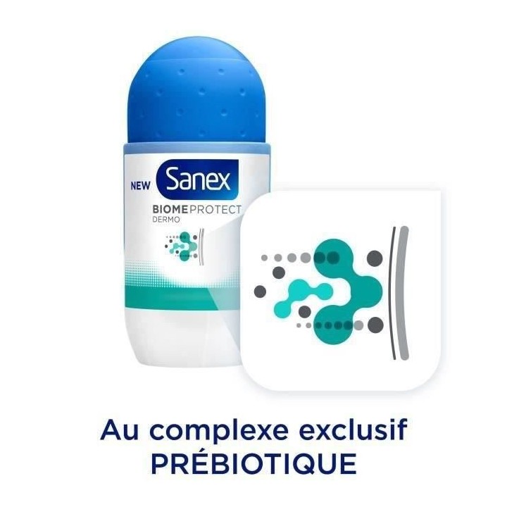 Lot de 6 SANEX Déodorant BiomeProtect Dermo Hydratant Bille - 50 ml