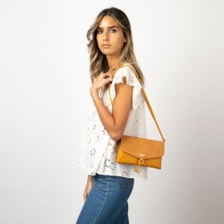 MANOUKIAN Sac a Main Sandys Effet Python Jaune Femme