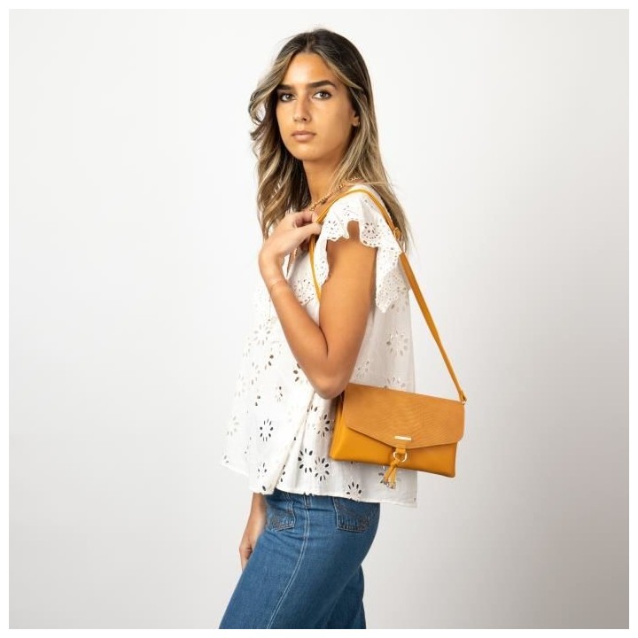 MANOUKIAN Sac a Main Sandys Effet Python Jaune Femme