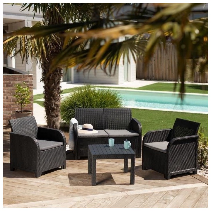 Salon de jardin – en résine – Allibert by KETER – 4 personnes
