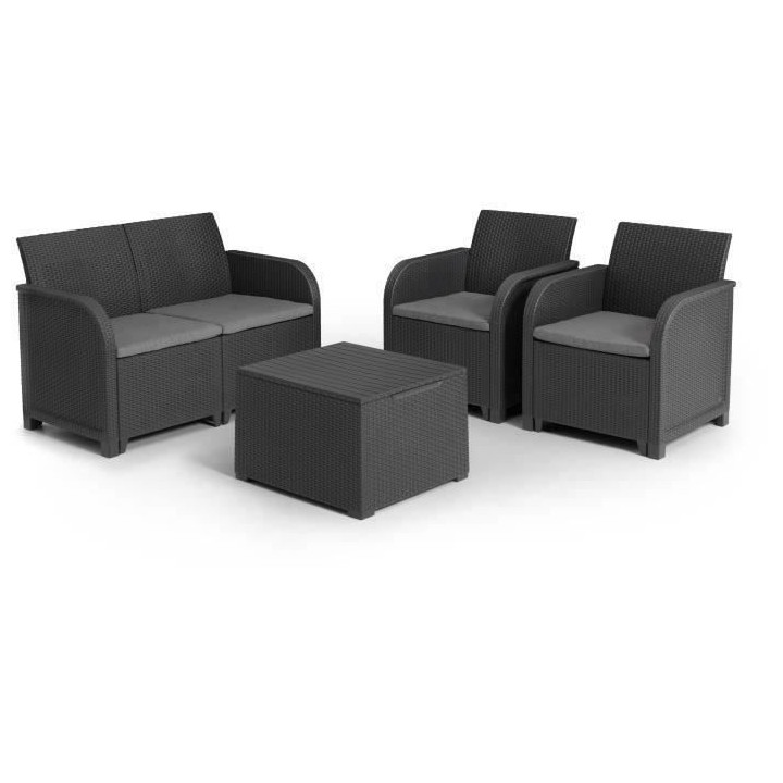 Salon de jardin avec coffre de rangement - en résine - Allibert by KE