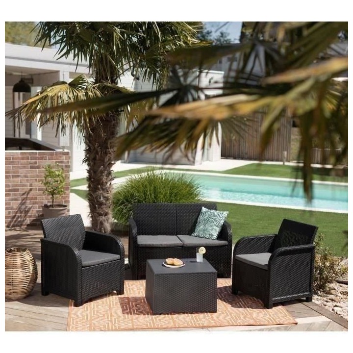 Salon de jardin avec coffre de rangement - en résine - Allibert by KE