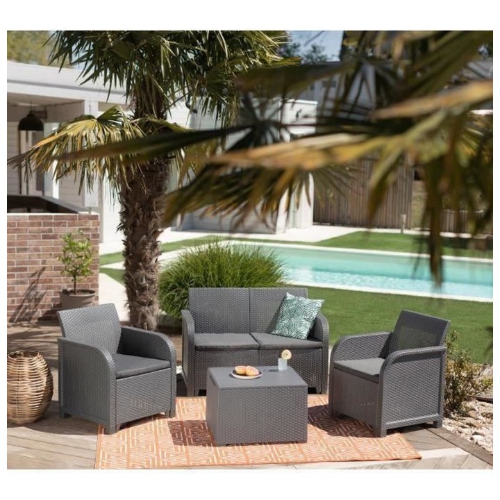 Salon de jardin avec coffre de rangement - résine - Allibert by KETER