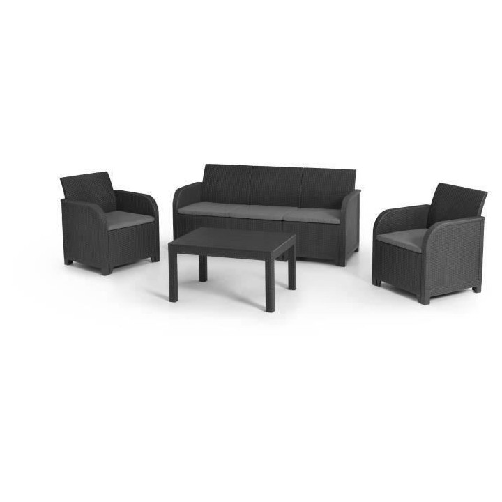 Salon de jardin - en résine imitation rotin tressé - Allibert by KET