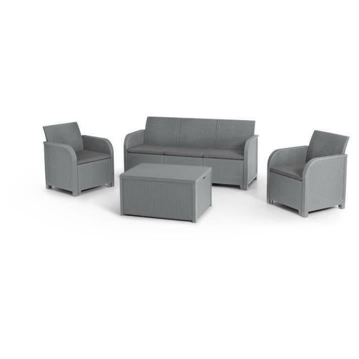 Salon de jardin - en résine imitation rotin tressé - Allibert by KET