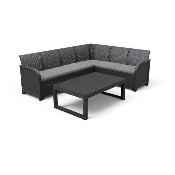 Salon de jardin avec table basse 2 en 1 - en résine - Allibert by KET