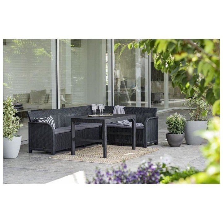 Salon de jardin avec table basse 2 en 1 - en résine - Allibert by KET