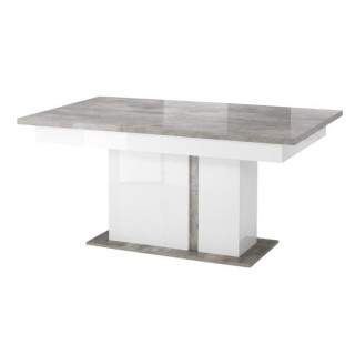 Table extensible laqué blanc finition béton - Rectangulaire - SANTAN