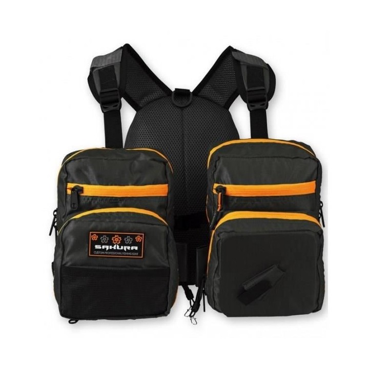 SAKURA Sac de peche Chest Packer - Orange et noir