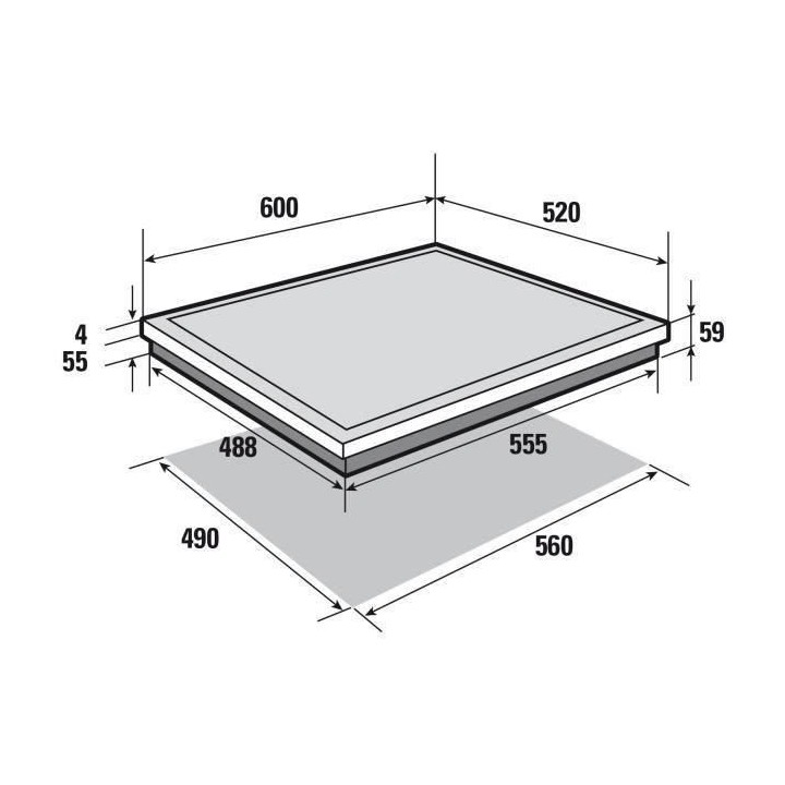 Table de Cuisson Induction SAUTER - 4 foyers - L60 x P51cm - SPI4664B